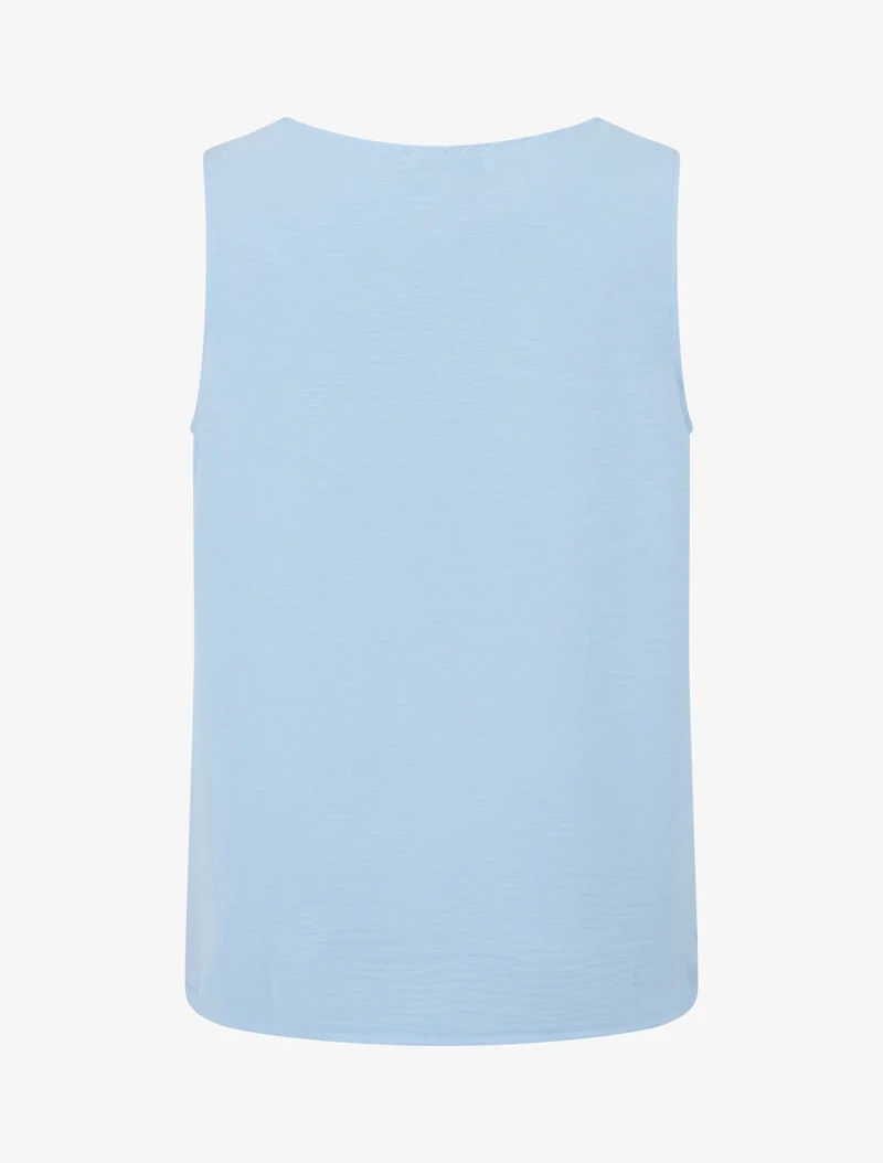 Top uni sans manches à col V - Bleu ciel