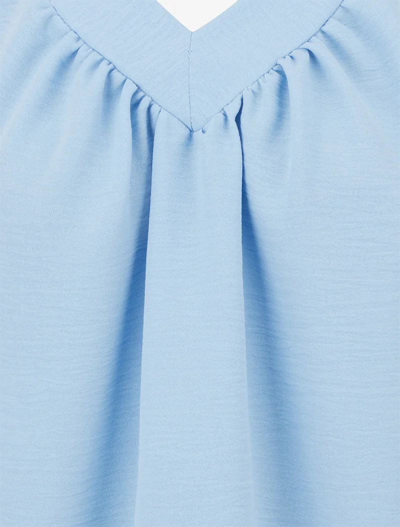 Top uni sans manches à col V - Bleu ciel