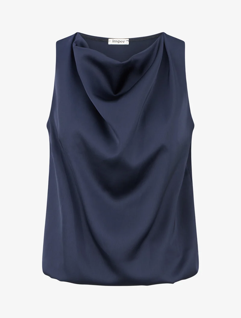 Top satiné coupe boule - Marine