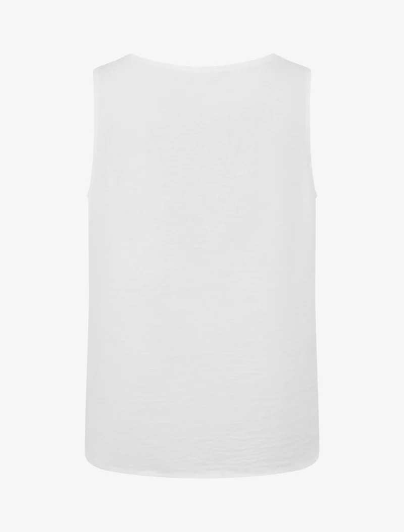Top uni sans manches à col V - Blanc