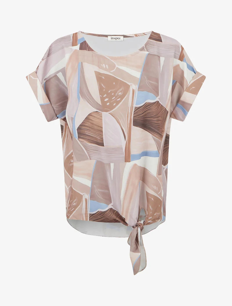 Top à nouer imprimé abstrait - Beige