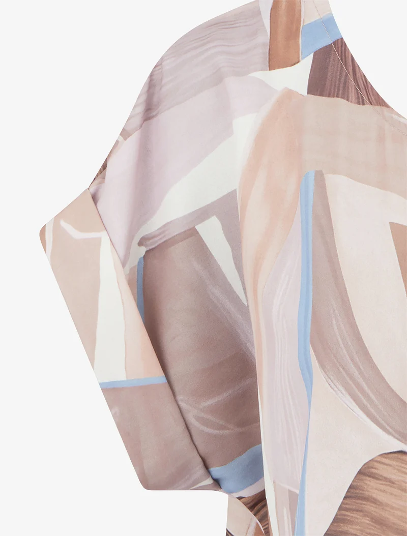 Top à nouer imprimé abstrait - Beige