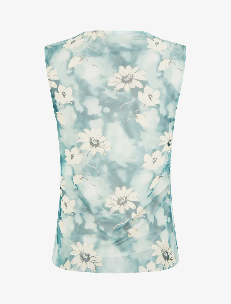 Top sans manches en tulle à fleurs - Vert émeraude