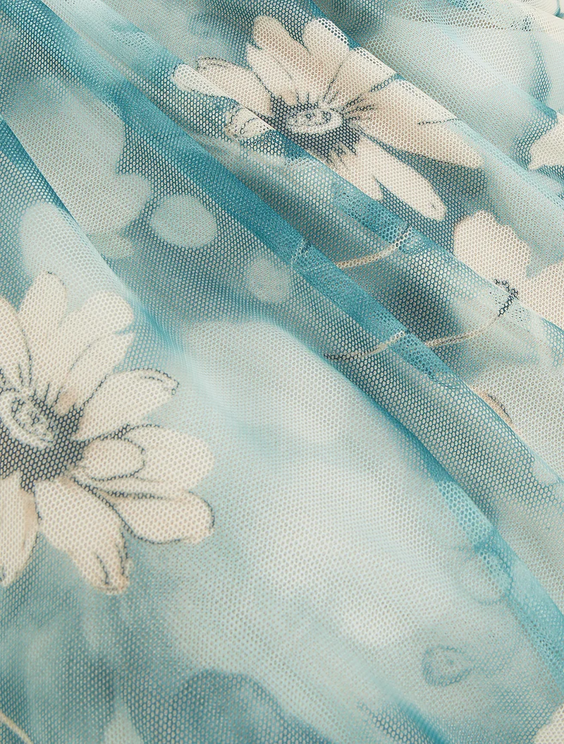 Top sans manches en tulle à fleurs - Vert émeraude