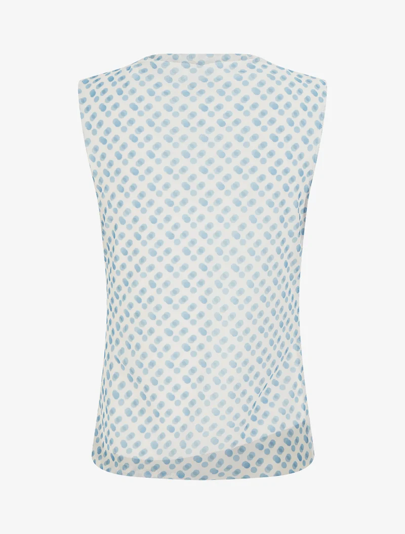 Top sans manches en tulle à pois - Bleu