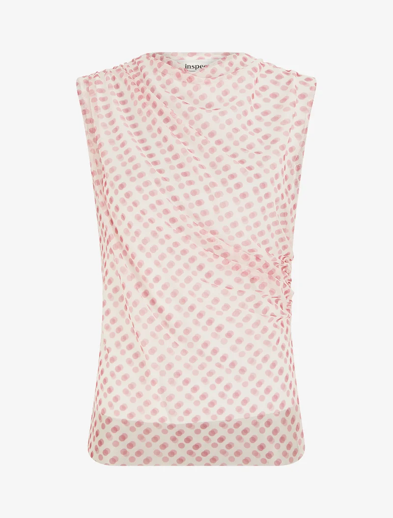 Top sans manches en tulle à pois - Rose