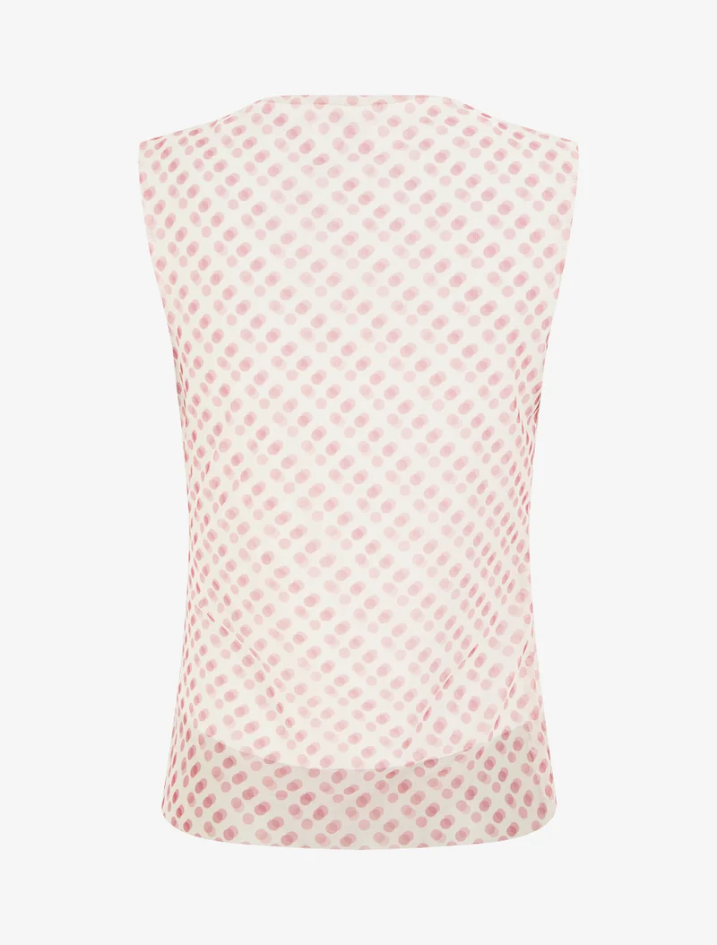 Top sans manches en tulle à pois - Rose