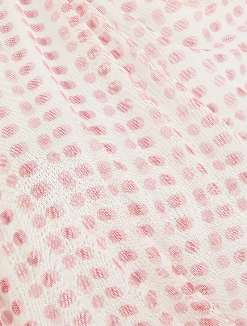 Top sans manches en tulle à pois - Rose
