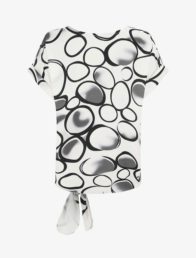 Top ample manches courtes imprimé cercles - Noir