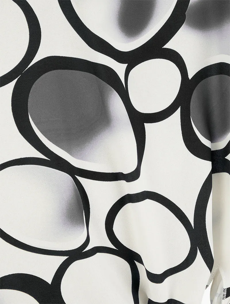 Top ample manches courtes imprimé cercles - Noir