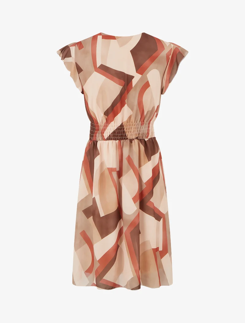 Robe cache-coeur à imprimé rétro - Camel