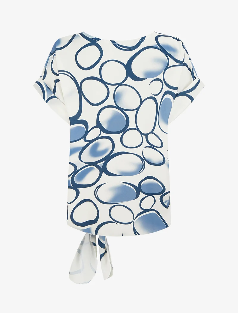 Top ample manches courtes imprimé cercles - Marine