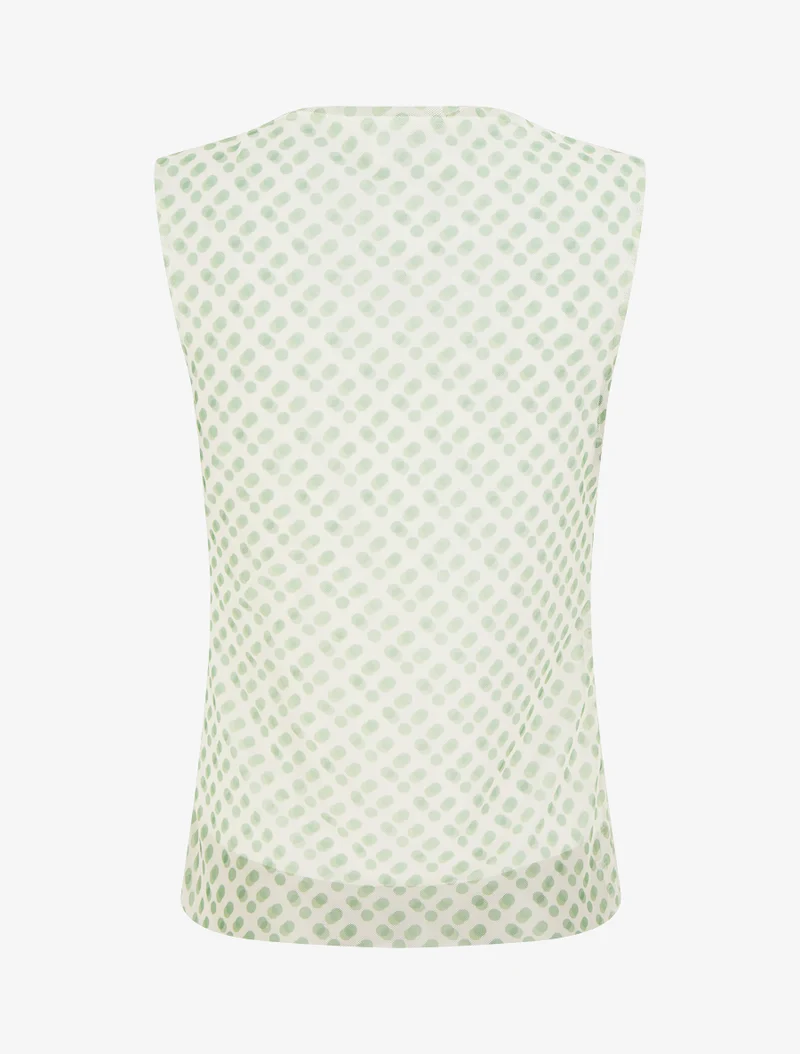 Top sans manches en tulle à pois - Vert