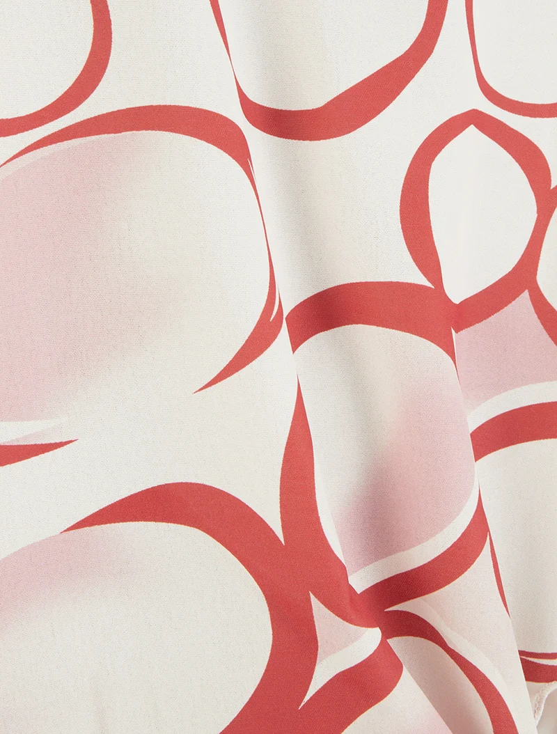 Top ample manches courtes imprimé cercles - Rouge