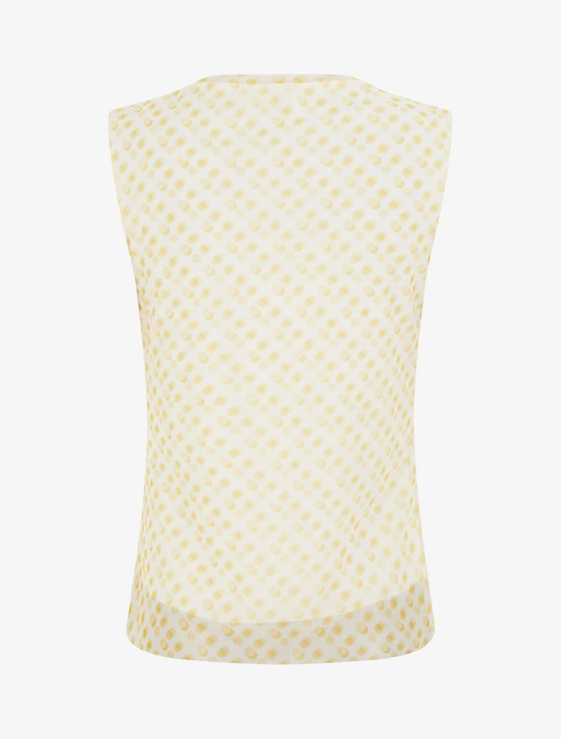 Top sans manches en tulle à pois - Jaune