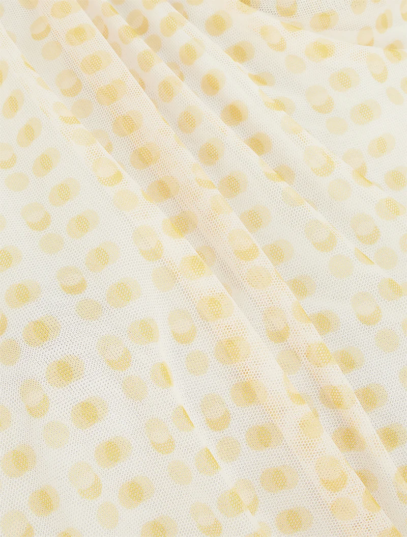 Top sans manches en tulle à pois - Jaune