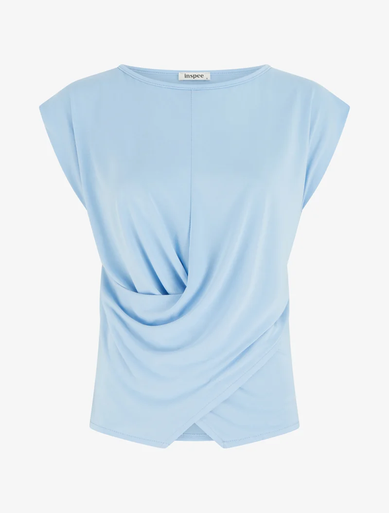 Top ajusté sans manches effet drapé - Bleu ciel