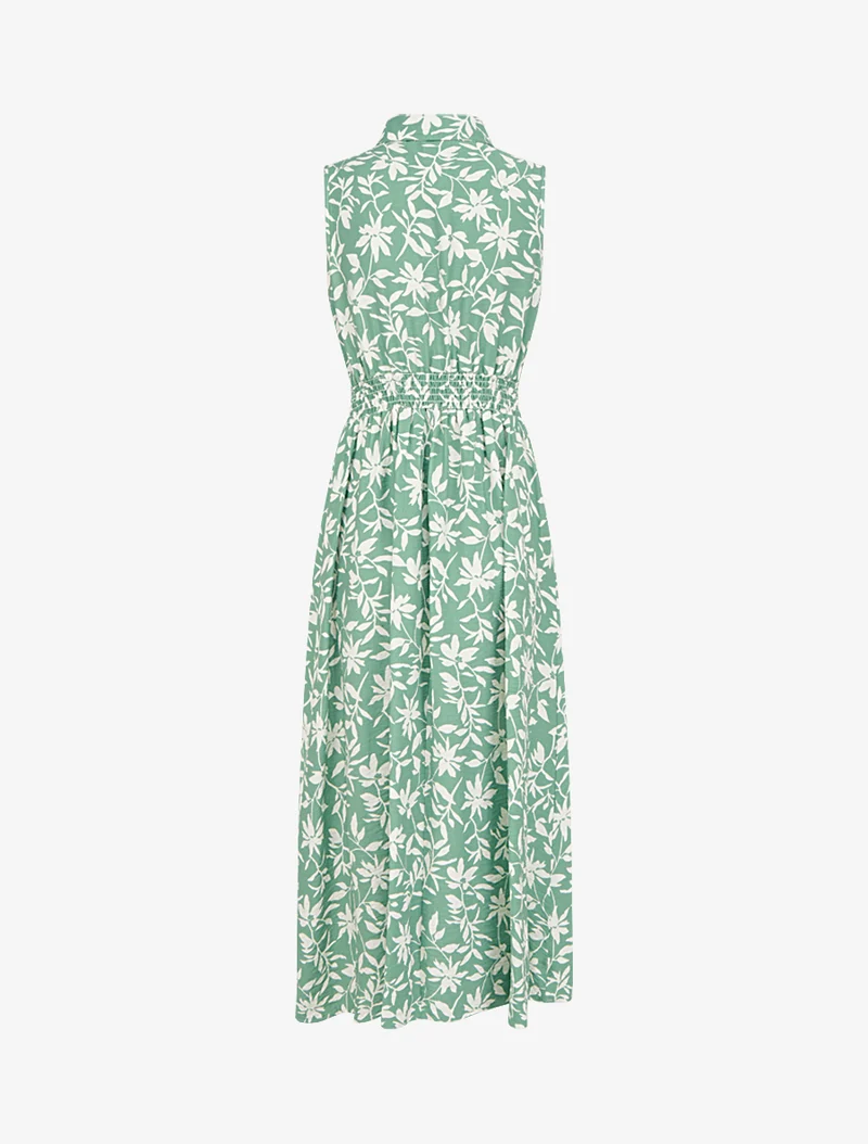 Robe fleurie sans manches à noeud - Vert