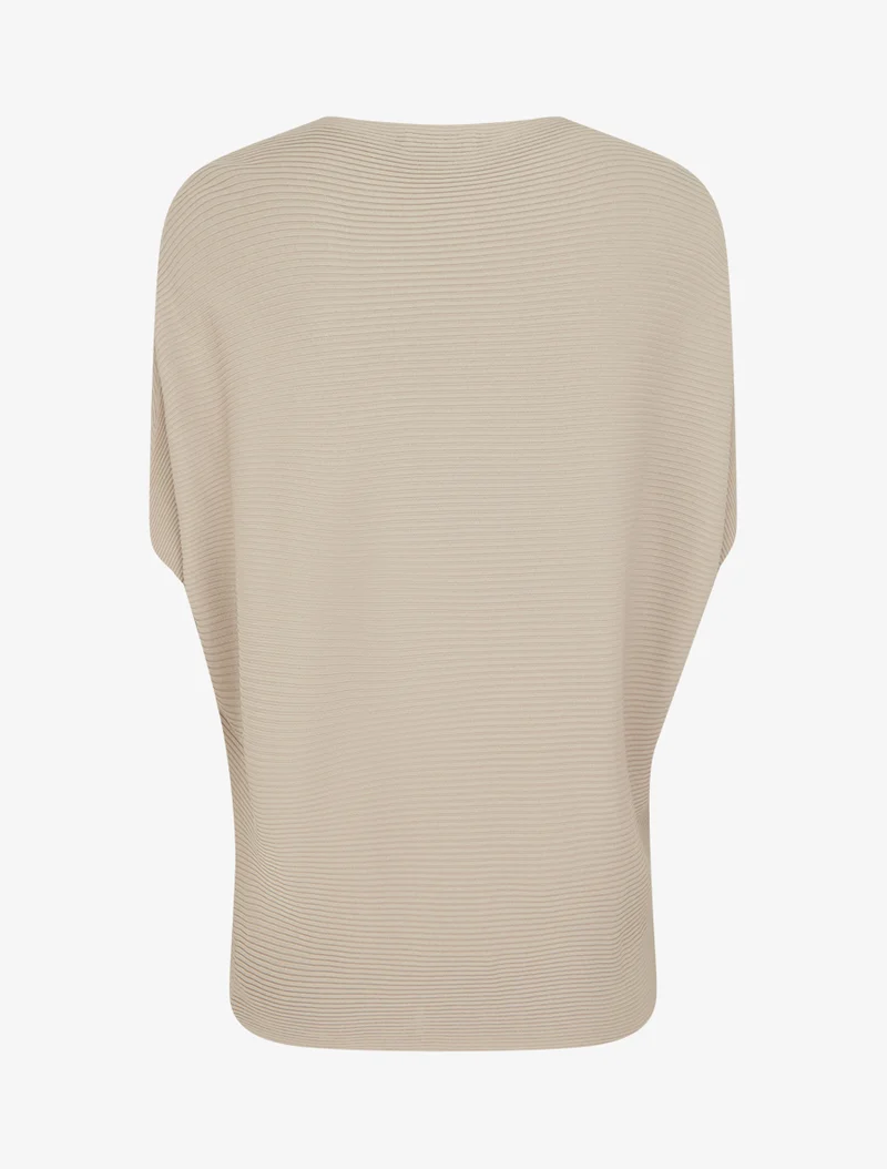 Top uni texturé à manches courtes - Taupe