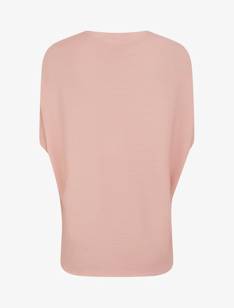 Top uni texturé à manches courtes - Rose