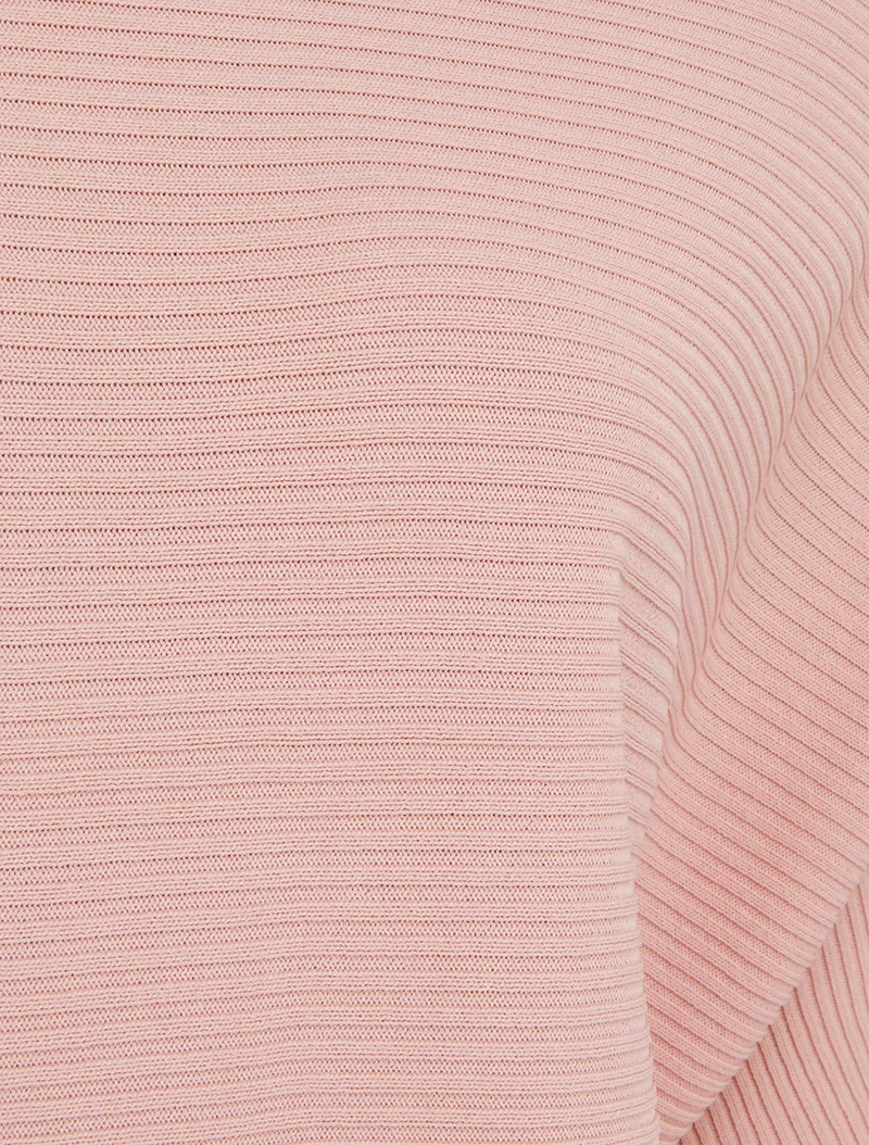 Top uni texturé à manches courtes - Rose