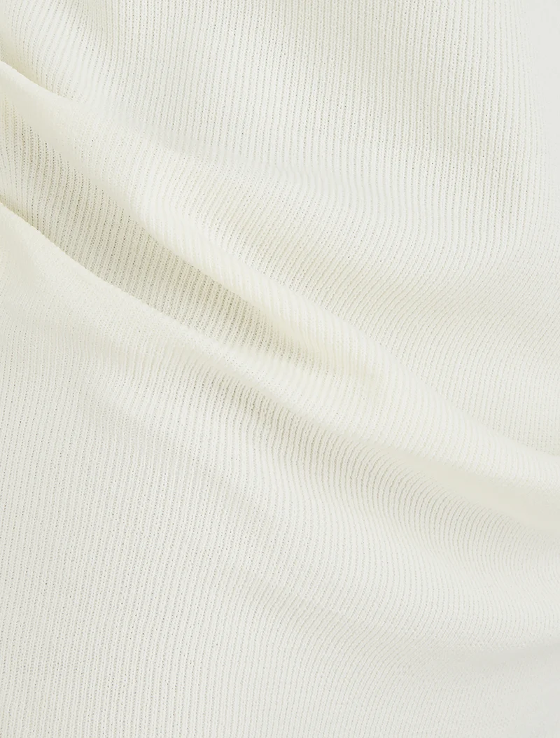 Top uni sans manches à col bénitier - Écru