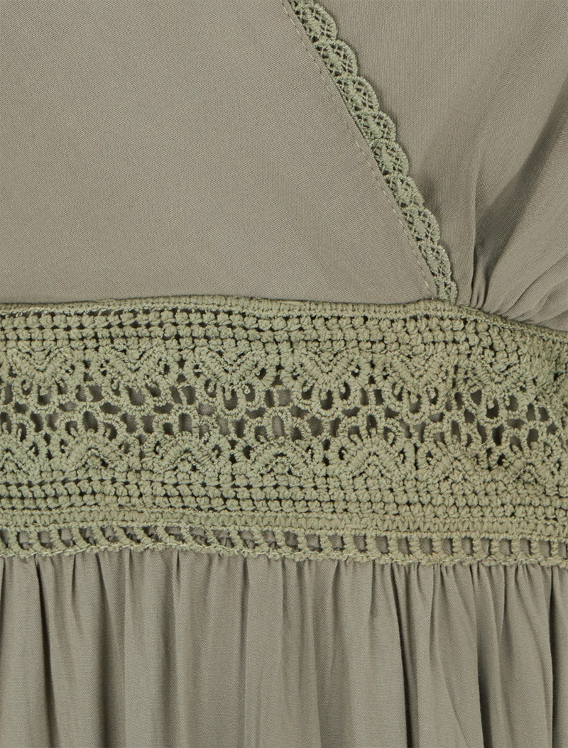 Robe sans manches à broderies - Kaki