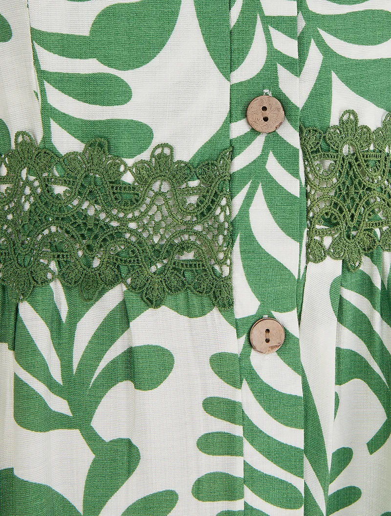 Robe évasée imprimé fantaisie - Vert