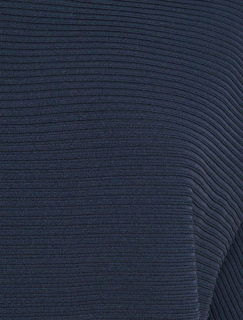 Top uni texturé à manches courtes - Marine