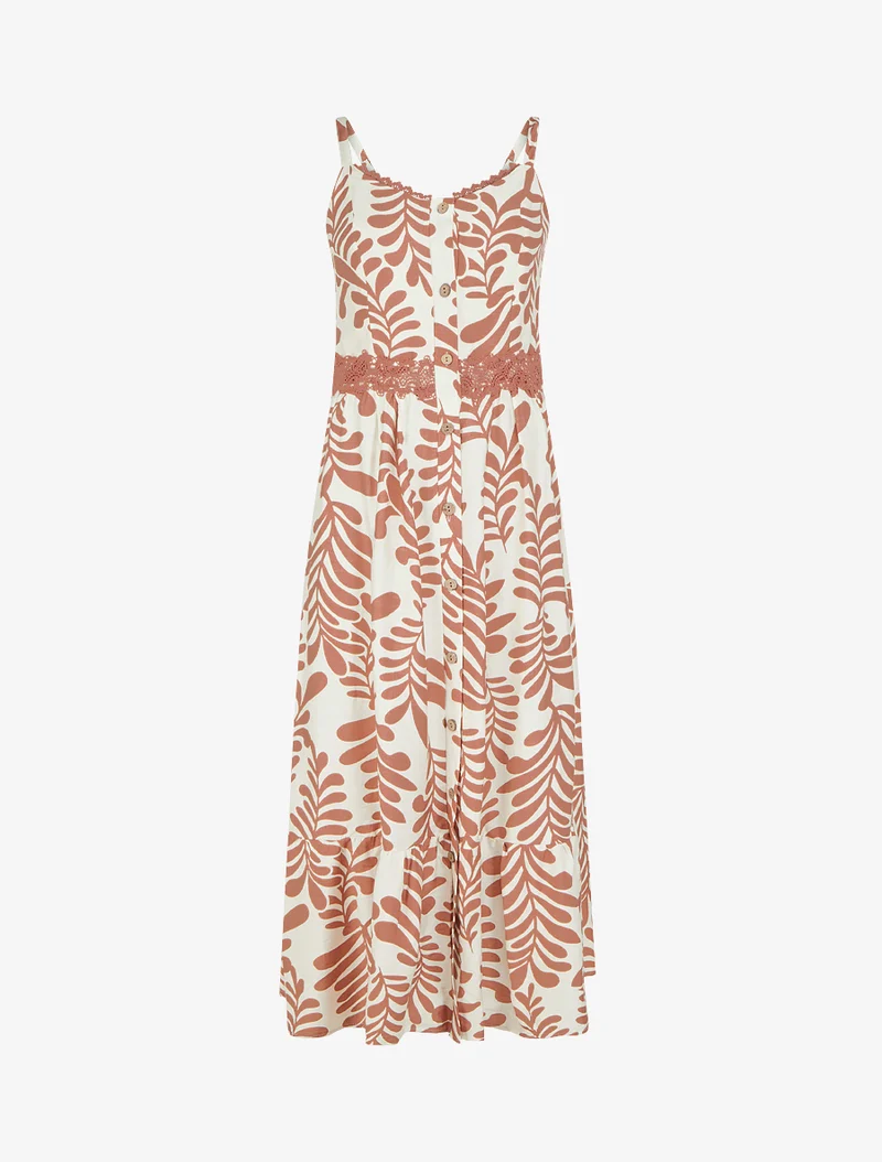 Robe évasée imprimé fantaisie - Vieux rose