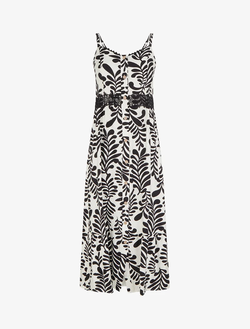 Robe évasée imprimé fantaisie - Noir