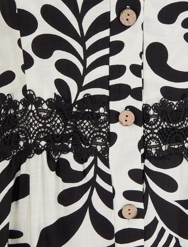 Robe évasée imprimé fantaisie - Noir