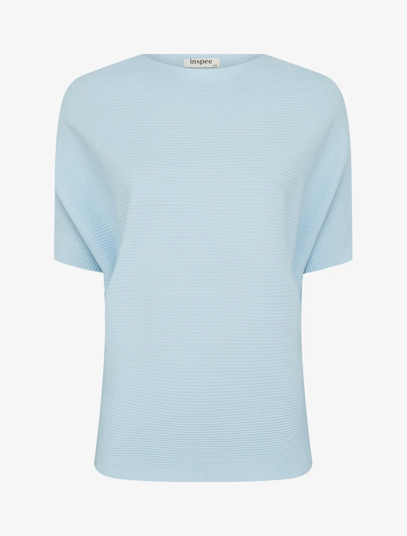 Top uni texturé à manches courtes - Bleu ciel