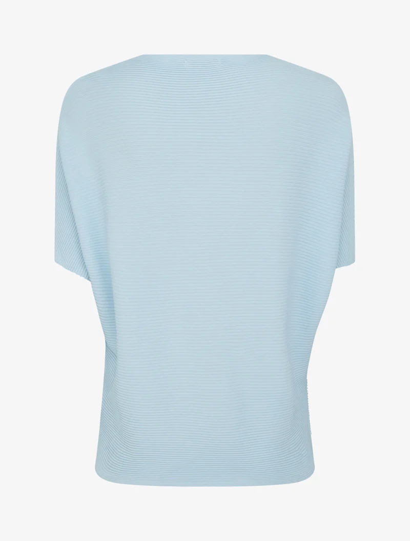Top uni texturé à manches courtes - Bleu ciel