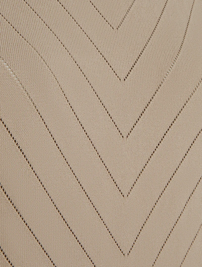 Top uni ajouré à col rond - Taupe