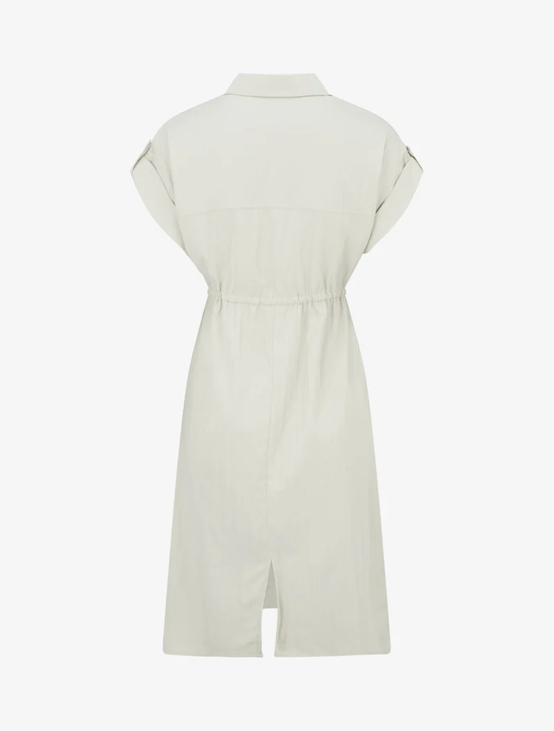 Robe droite unie à manches courtes - Beige