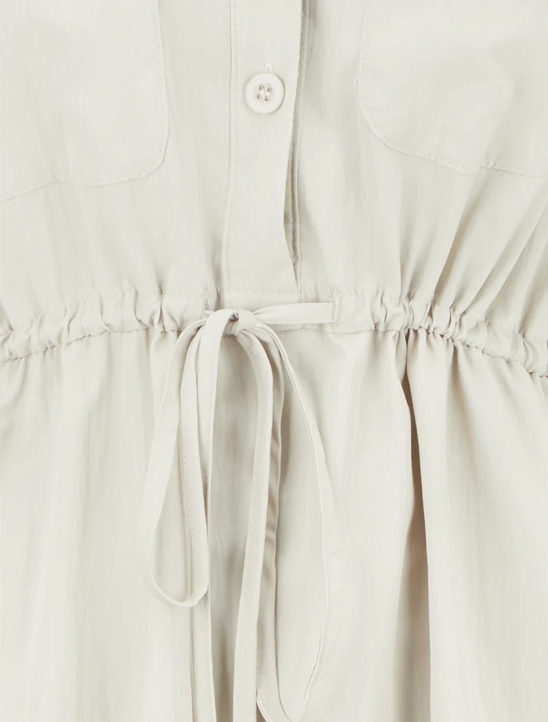 Robe droite unie à manches courtes - Beige