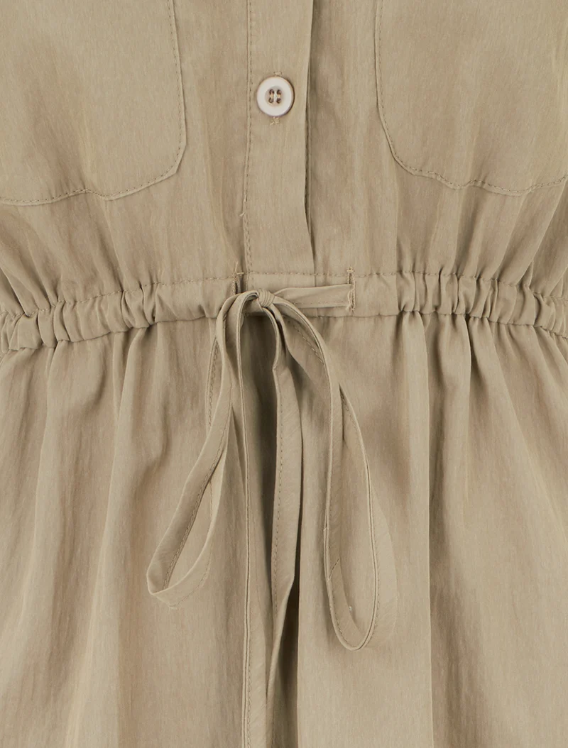 Robe droite unie à manches courtes - Kaki clair