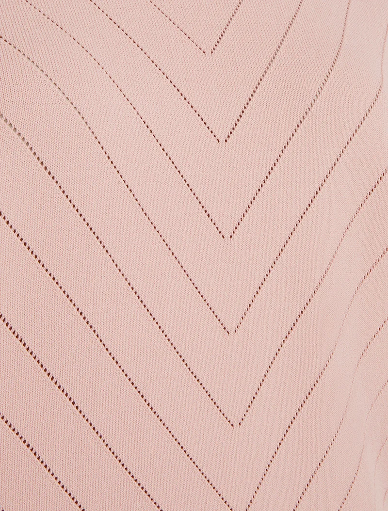 Top uni ajouré à col rond - Rose