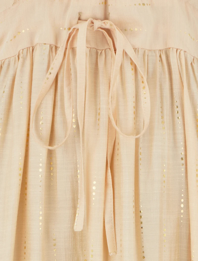 Robe élastiquée unie à détail irisé - Rose saumon