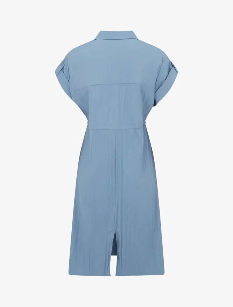 Robe droite unie à manches courtes - Bleu
