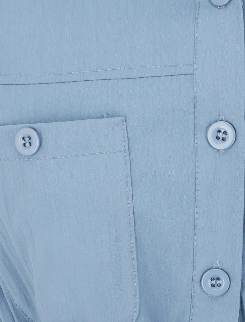 Robe droite unie à manches courtes - Bleu