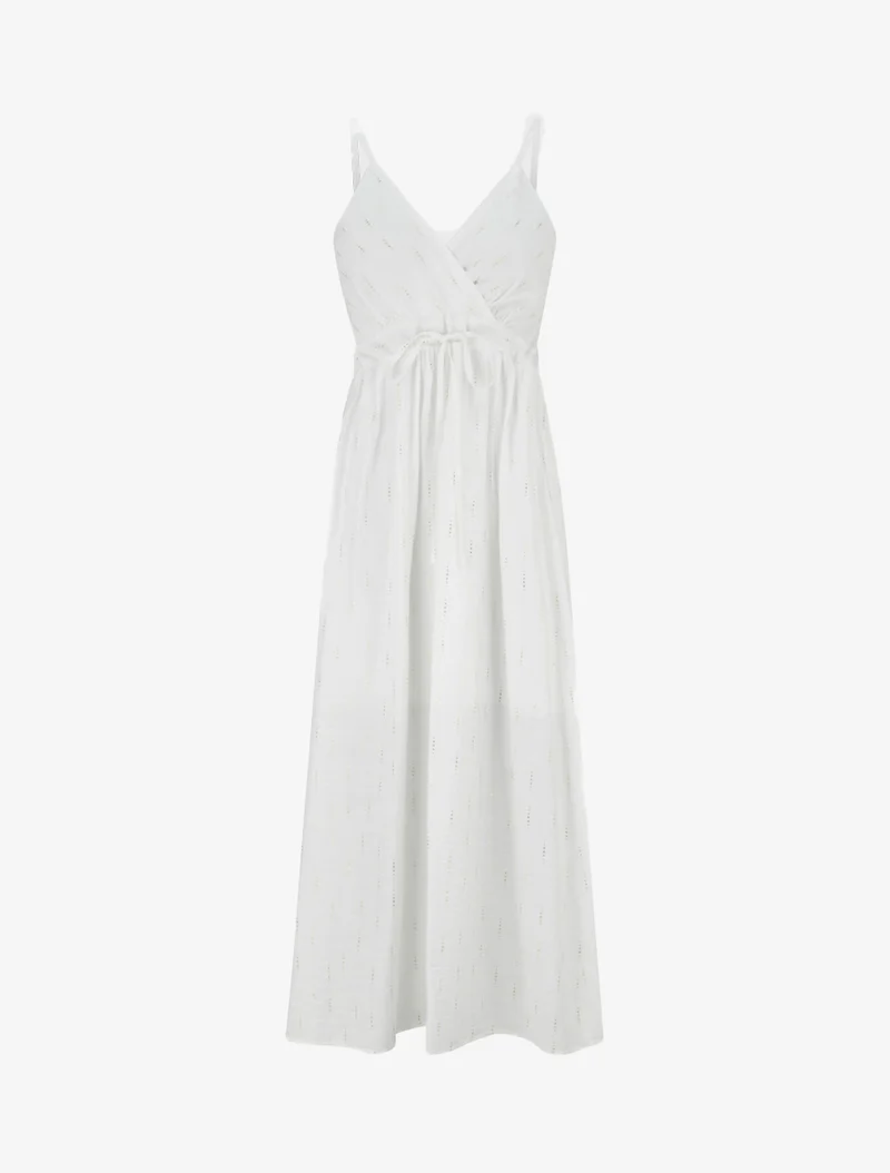 Robe élastiquée unie à détail irisé - Blanc