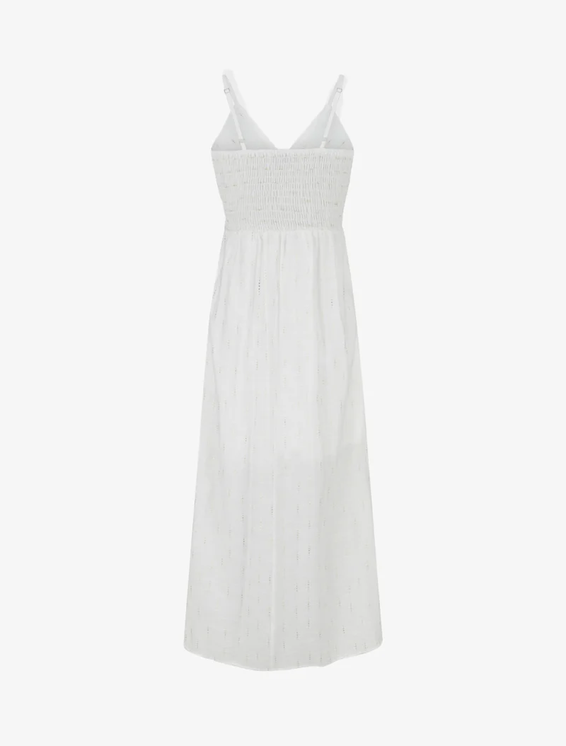 Robe élastiquée unie à détail irisé - Blanc