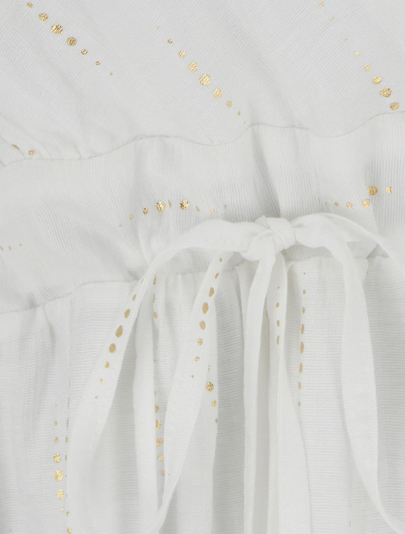 Robe élastiquée unie à détail irisé - Blanc