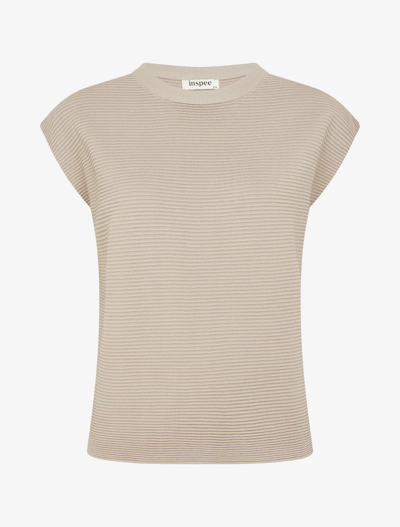 Top uni texturé à col rond - Taupe