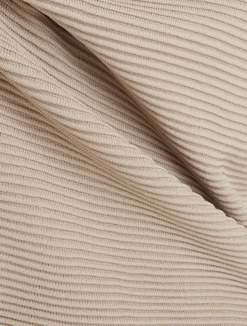 Top uni texturé à col rond - Taupe