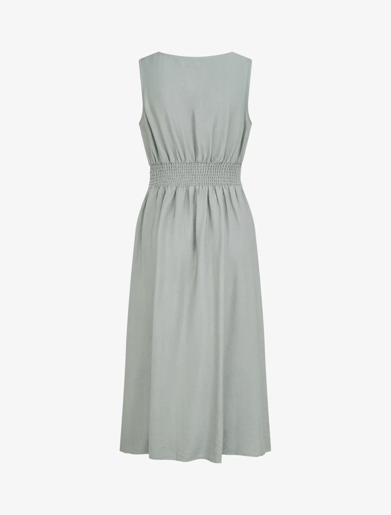 Robe longue sans manches à effet drapé - Vert/gris
