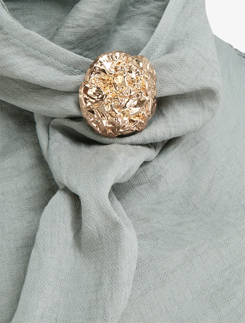 Robe longue sans manches à effet drapé - Vert/gris