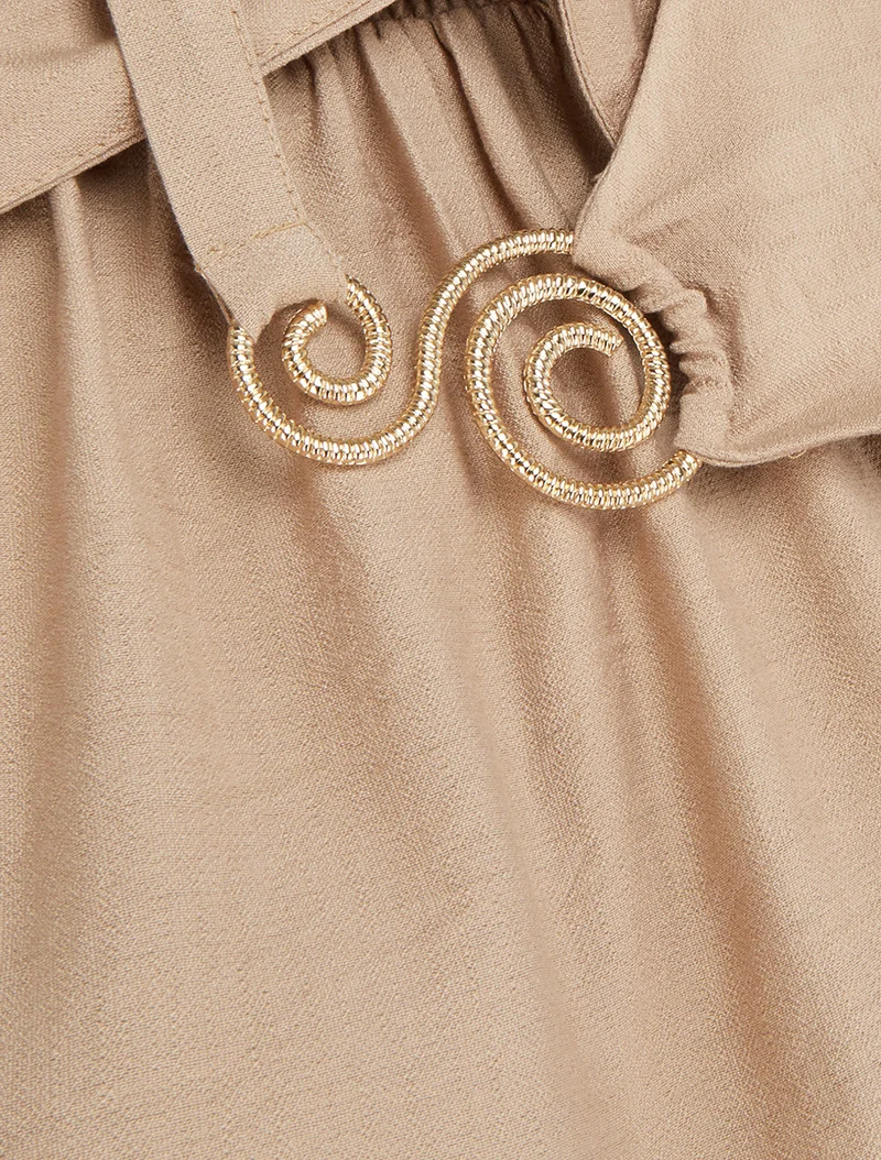 Robe longue à bretelles bijoux - Beige